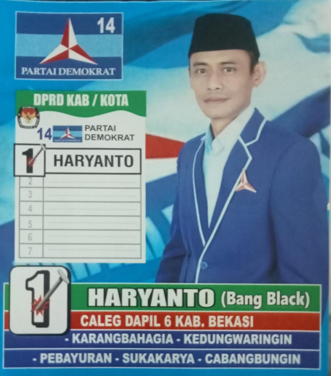 Haryanto (Black) Caleg Partai Demokrat Nomor Urut (1), Kian Populer Ditengah Masyarakat Dapil 6 (enam) Kabupaten Bekasi.